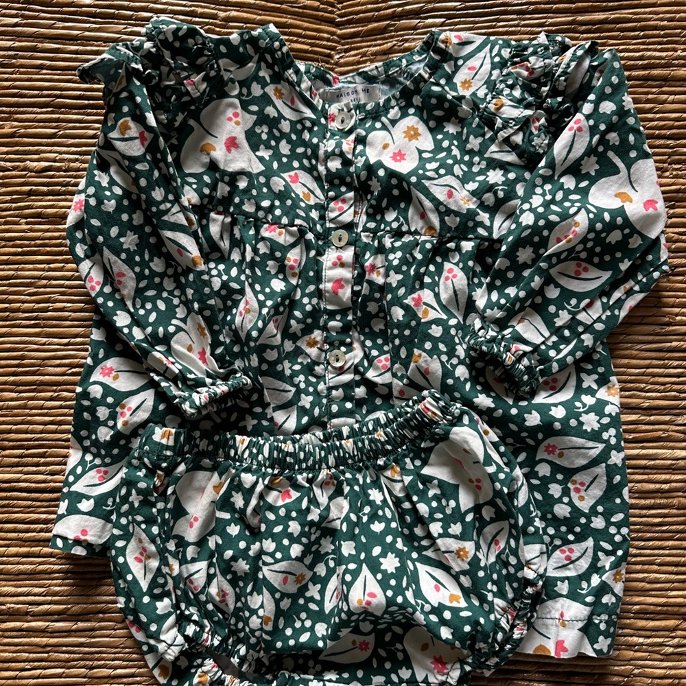 Maison Me Leaves and Ivory Dress and Bloomers Set, 6-12 M - Picture 7 of 7